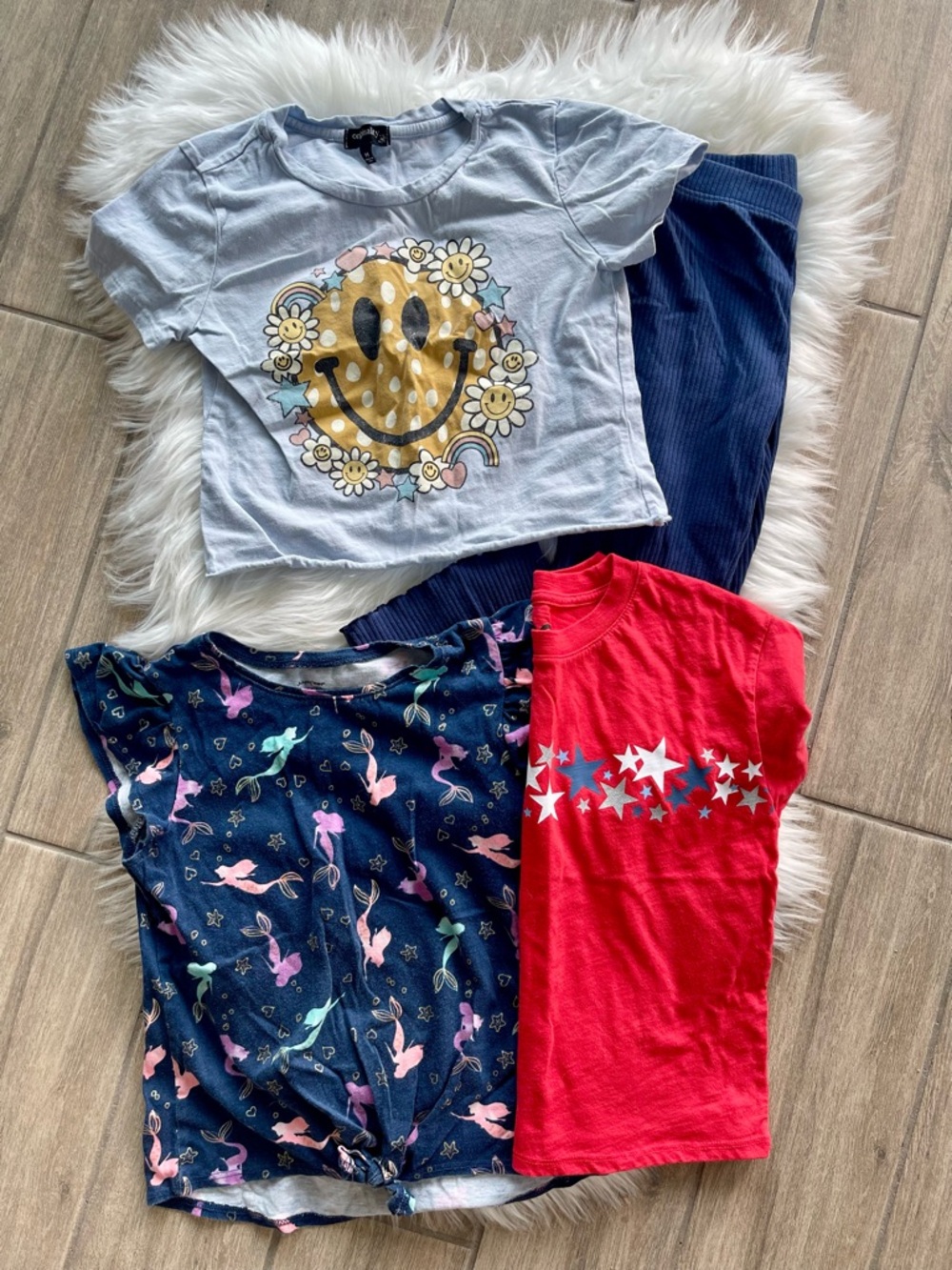 Mixed Girls Tops Set + Navy Pants  - Size 8